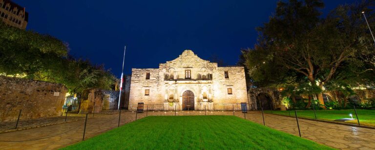 The Alamo at night