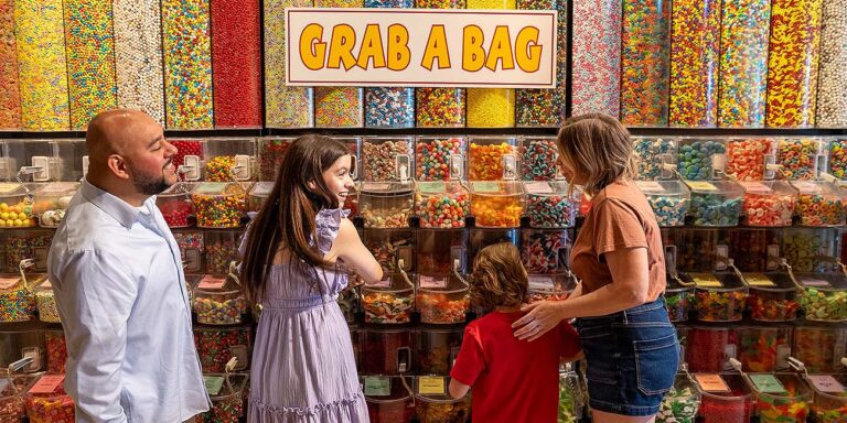 guests at candy store at Amazing Mirror Maze Escape