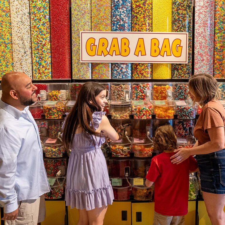 guests at candy store at Amazing Mirror Maze Escape