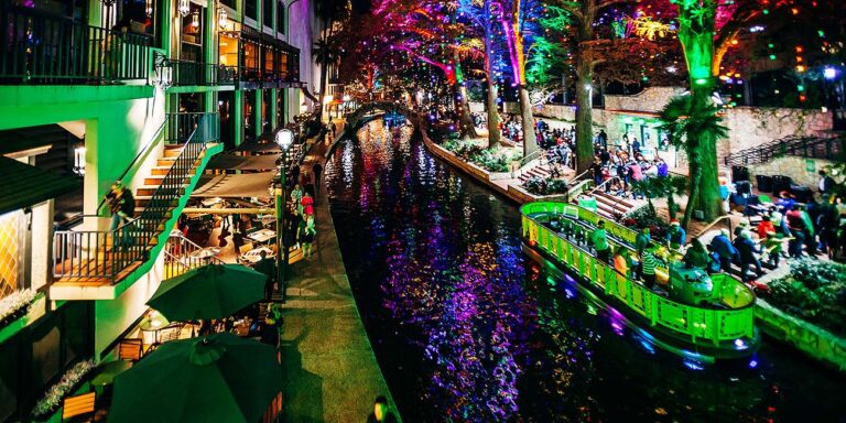 Go Rio Boat Cruises in San Antonio, showcasing colorful boats
