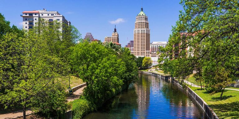 San Antonio skyline and river walk